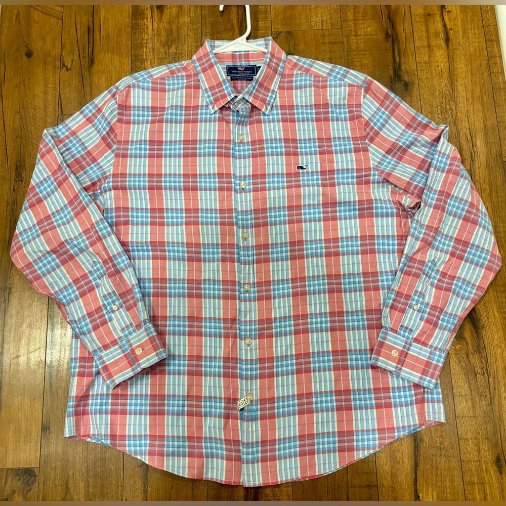 Vineyard Vines Easter Plaid Button Down Shirt Spring Preppy Cotton Men’s XL